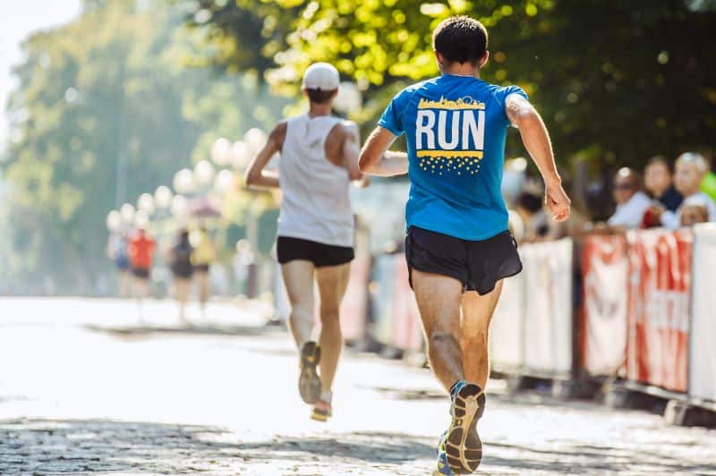 People run a marathon, run, sports